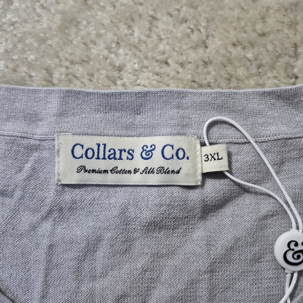 Collars & Co Cotton Silk T Shirt Mens 3XL Gray Comfort Knit Luxury Stretch New - Picture 3 of 9